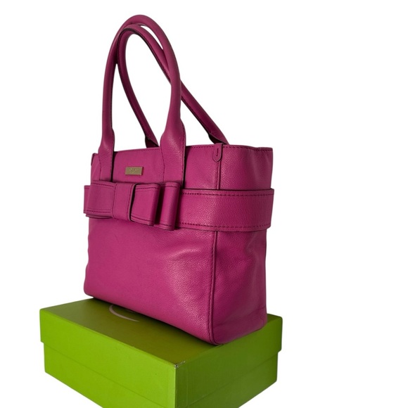 KATE SPADE QUINN VILLABELLA STUNNING PINK LEATHER BOW SATCHEL BAG & WALLET - Picture 4 of 10